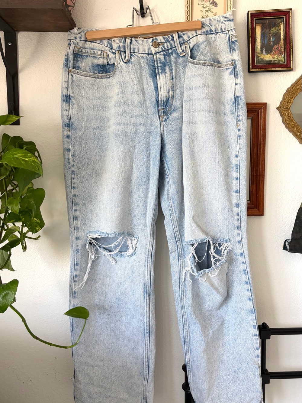 Good American Good 90s Relaxed Distressed Jeans - Size 14/32 - 14 Blue 542